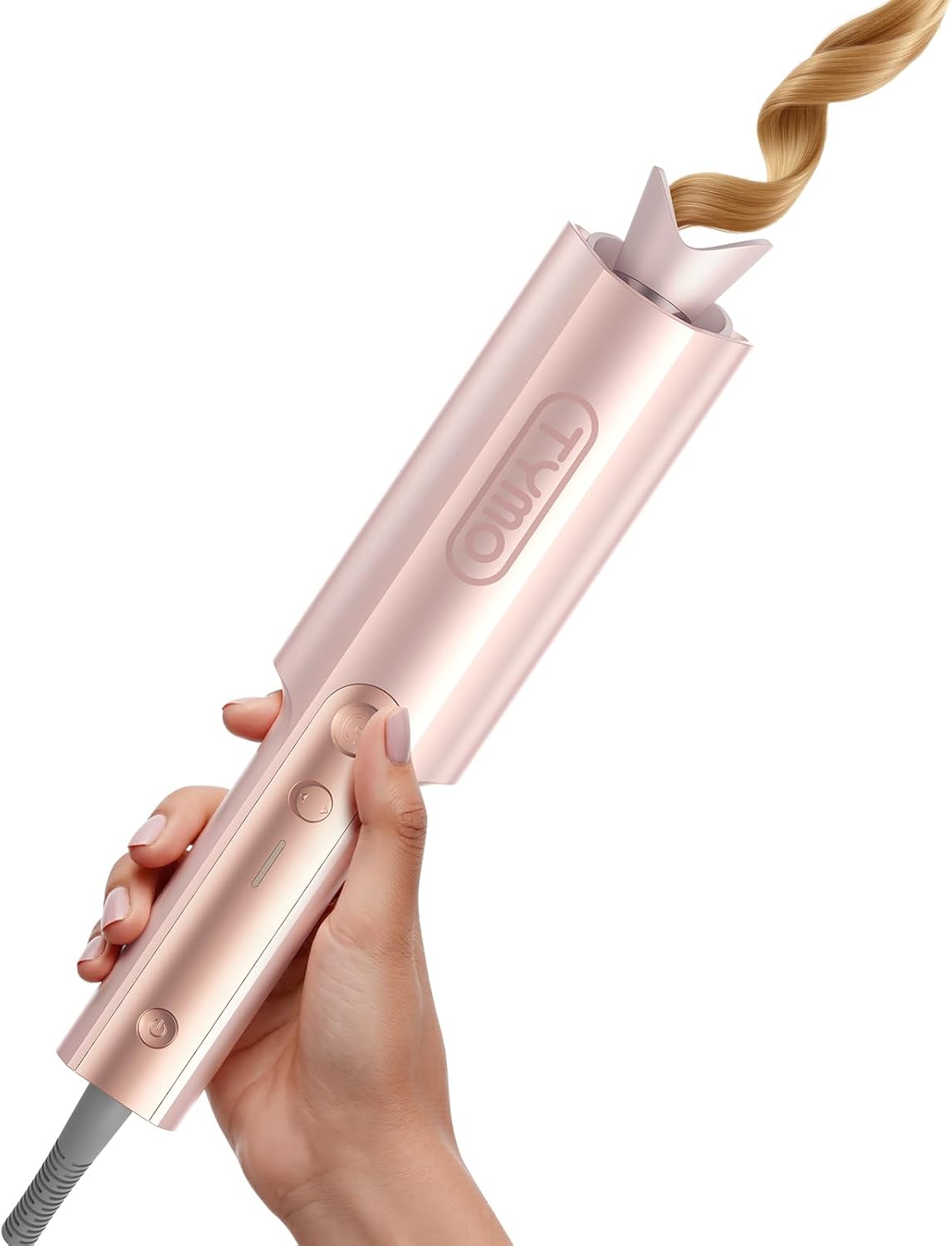 Upgraded Automatic Rotating Curling Iron - Curlpro plus Long Barrel Curling Wand for Long Hair, Ceramic Hair Curler for Women, Anti-Scald, Tangle-Free, 600M Ionic, Dual Voltage, Gold, 1 Inch
