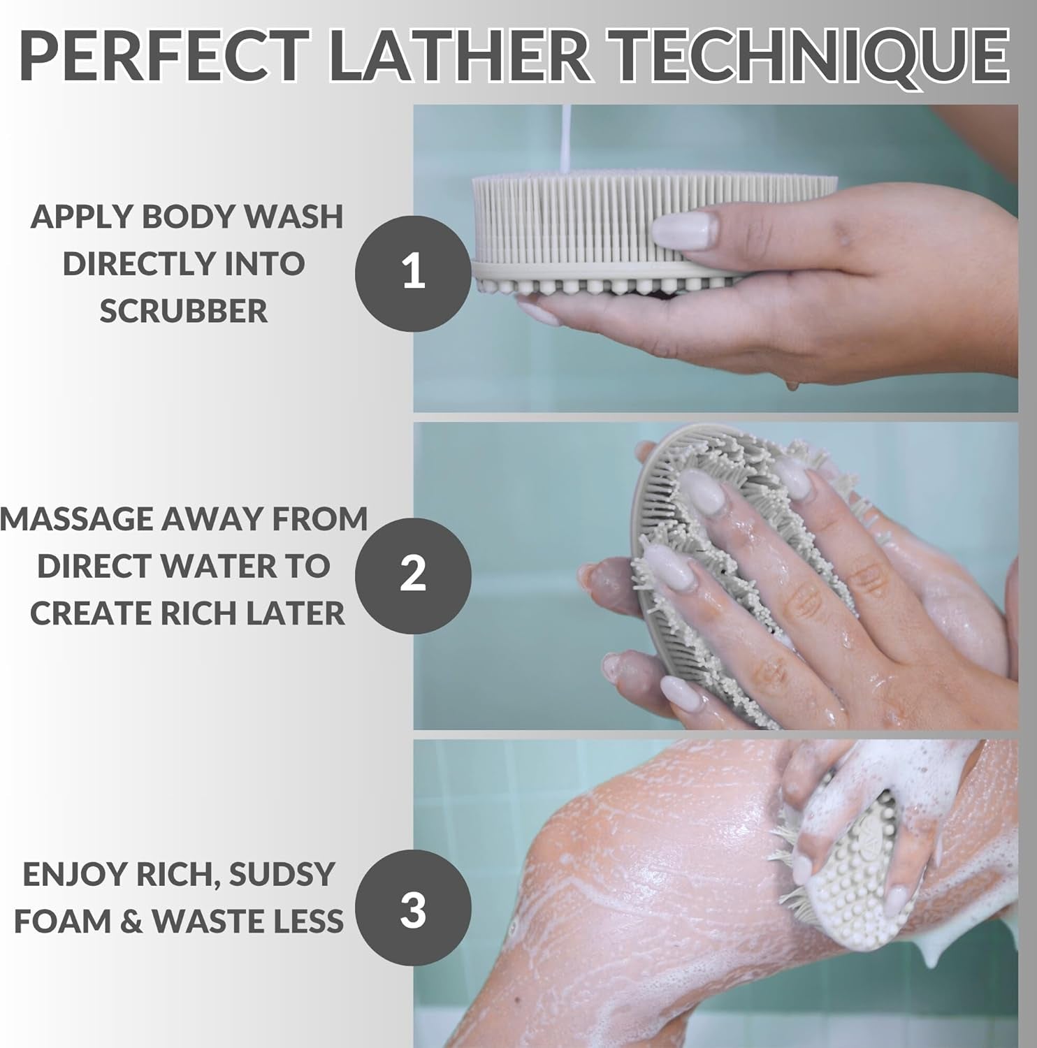 Silicone Body Scrubber for Shower - Gentle Exfoliating Back Scrubber with Soft Bristles -  Premium Dual Sided Bath Brush Massage - Loofah Alternative for Sensitive Skin - Gift Women Men