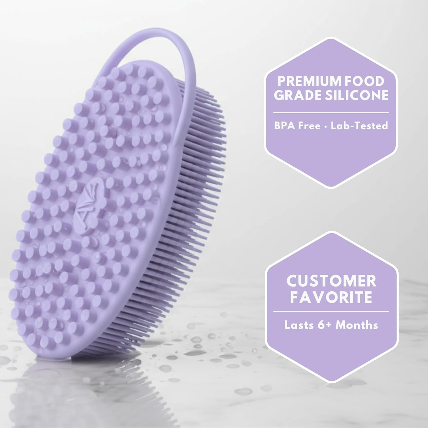 Silicone Body Scrubber for Shower - Gentle Exfoliating Back Scrubber with Soft Bristles -  Premium Dual Sided Bath Brush Massage - Loofah Alternative for Sensitive Skin - Gift Women Men