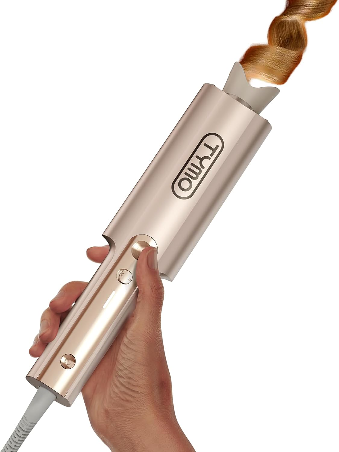 Upgraded Automatic Rotating Curling Iron -  Curlpro plus Long Barrel Curling Wand for Long Hair, Ceramic Hair Curler for Women, Anti-Scald, Tangle-Free, 600M Ionic, Dual Voltage, Gold, 1 Inch