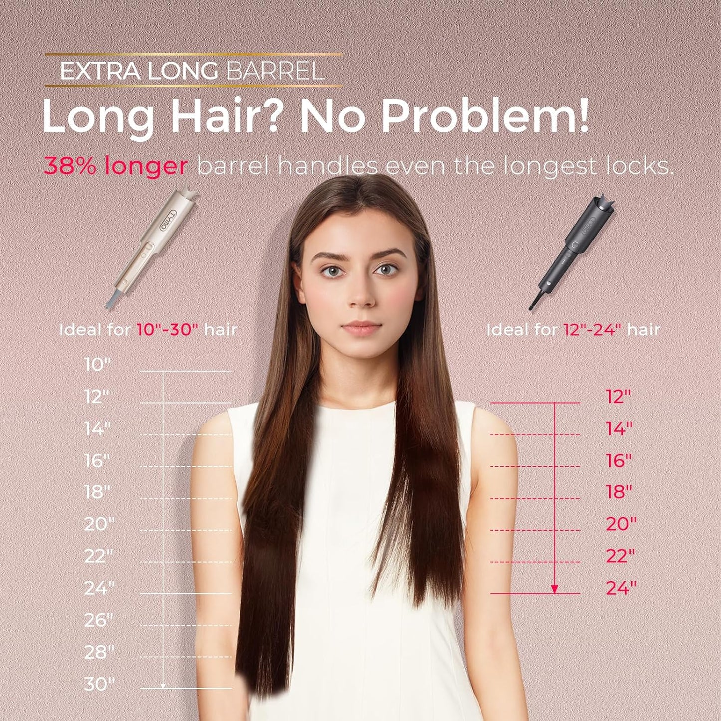 Upgraded Automatic Rotating Curling Iron -  Curlpro plus Long Barrel Curling Wand for Long Hair, Ceramic Hair Curler for Women, Anti-Scald, Tangle-Free, 600M Ionic, Dual Voltage, Gold, 1 Inch