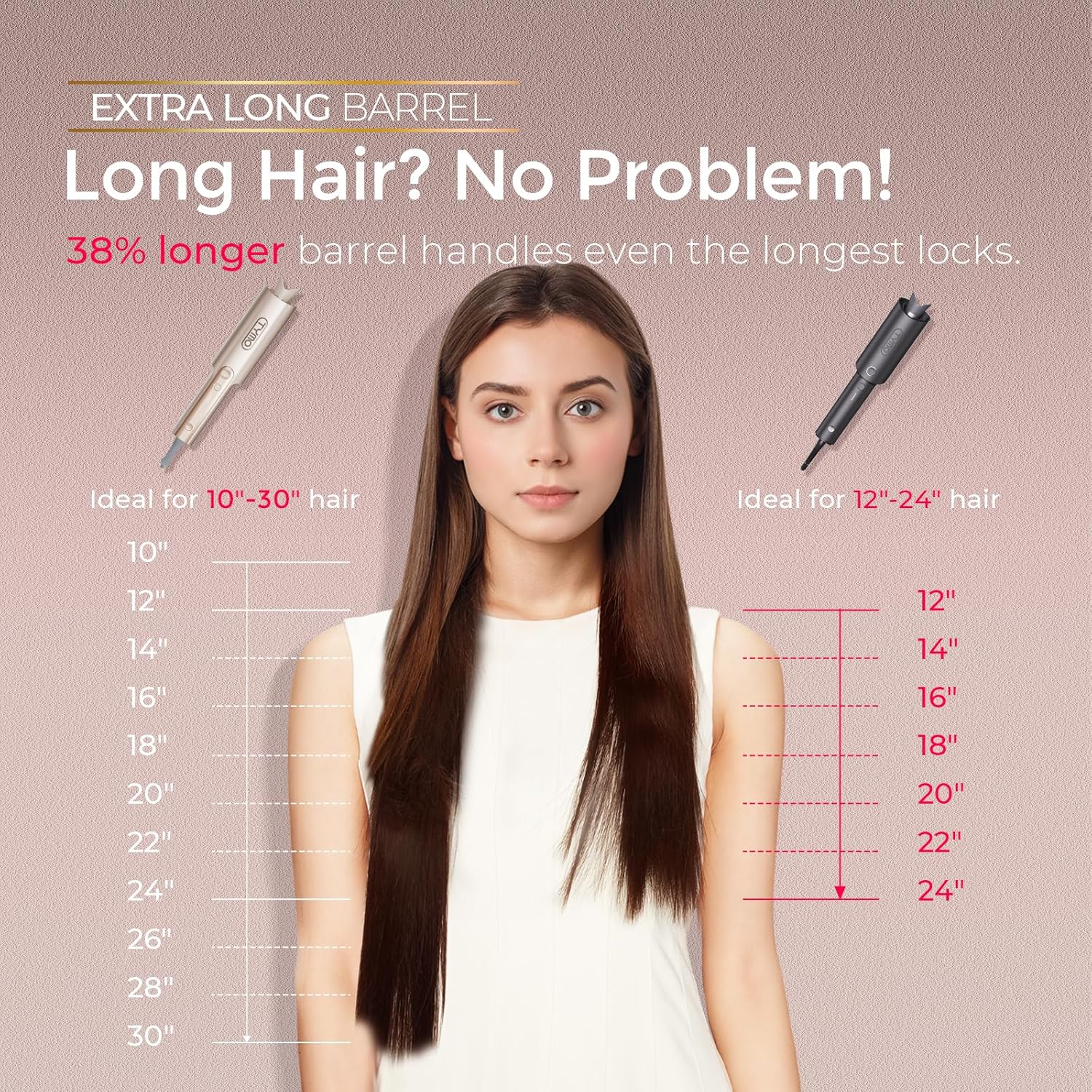 Upgraded Automatic Rotating Curling Iron -  Curlpro plus Long Barrel Curling Wand for Long Hair, Ceramic Hair Curler for Women, Anti-Scald, Tangle-Free, 600M Ionic, Dual Voltage, Gold, 1 Inch