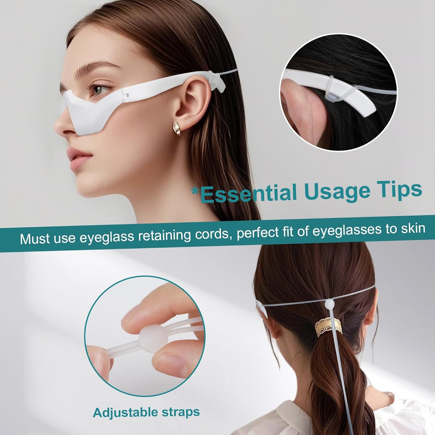 Under Eye Red Light Therapy Glasses with Dark Circle, Eye Bag and Wrinkle Elimination Massage