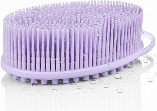 Silicone Body Scrubber for Shower - Gentle Exfoliating Back Scrubber with Soft Bristles -  Premium Dual Sided Bath Brush Massage - Loofah Alternative for Sensitive Skin - Gift Women Men