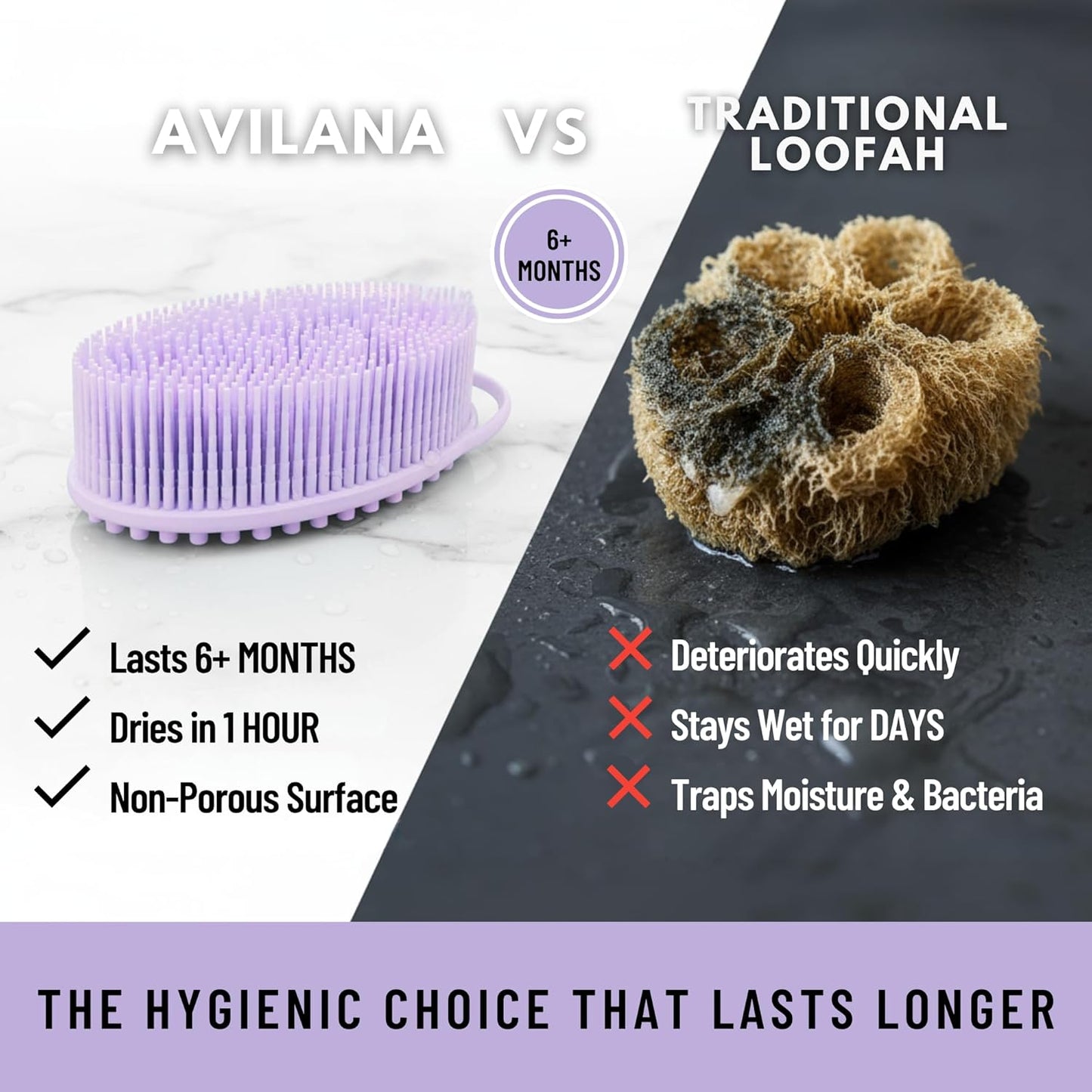 Silicone Body Scrubber for Shower - Gentle Exfoliating Back Scrubber with Soft Bristles -  Premium Dual Sided Bath Brush Massage - Loofah Alternative for Sensitive Skin - Gift Women Men