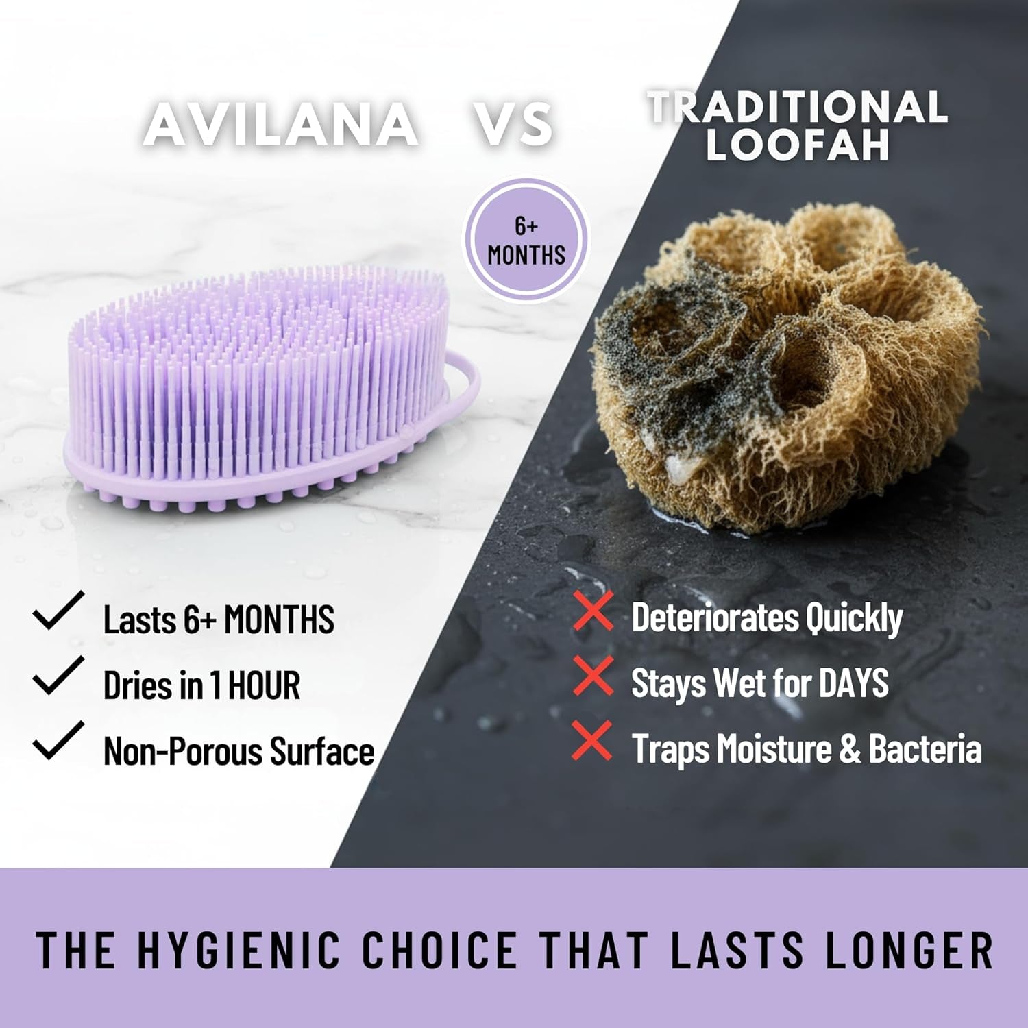 Silicone Body Scrubber for Shower - Gentle Exfoliating Back Scrubber with Soft Bristles -  Premium Dual Sided Bath Brush Massage - Loofah Alternative for Sensitive Skin - Gift Women Men