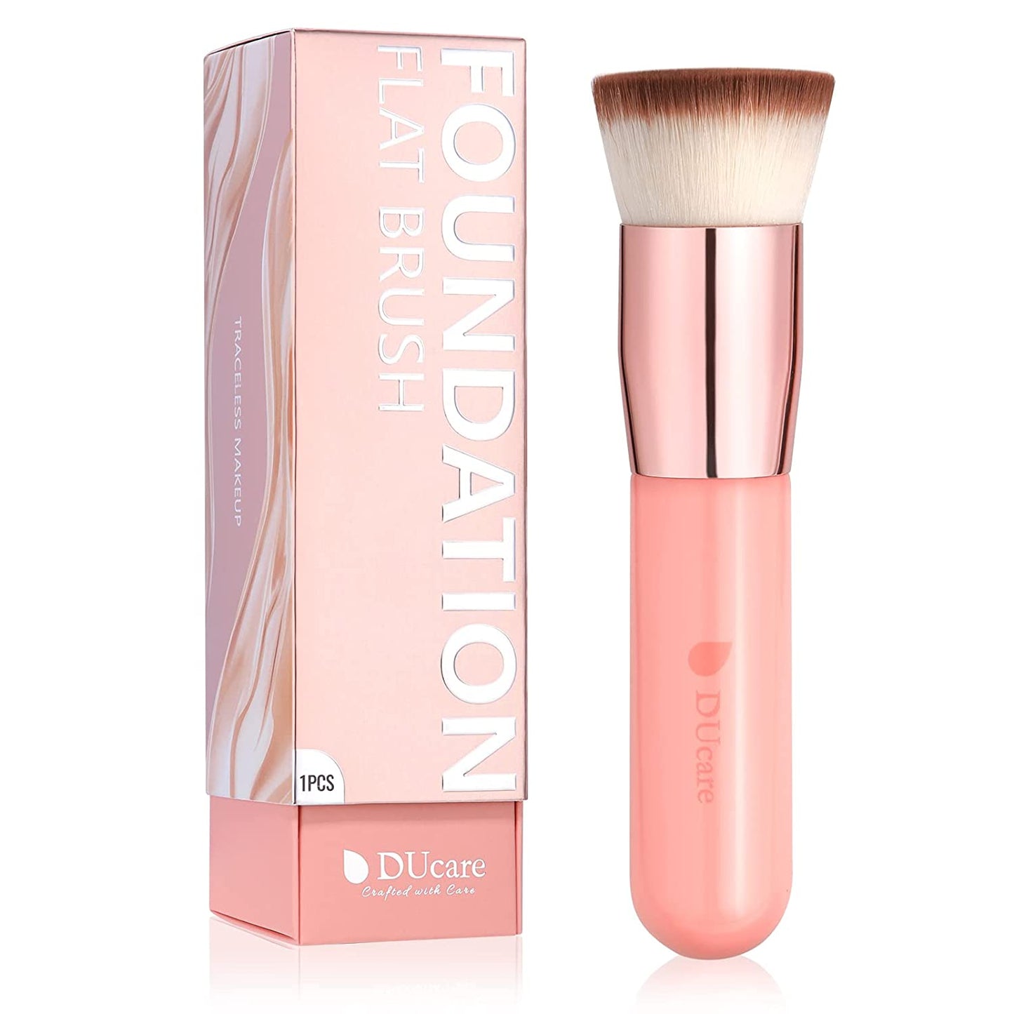 Flat Top Kabuki Foundation Brush - Premium Makeup Brush for Liquid, Cream, and Powder - Buffing, Blending, and Face,Pink